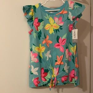 Girl’s Carter’s Kid Turquoise Tropical Shirt (Size 8)